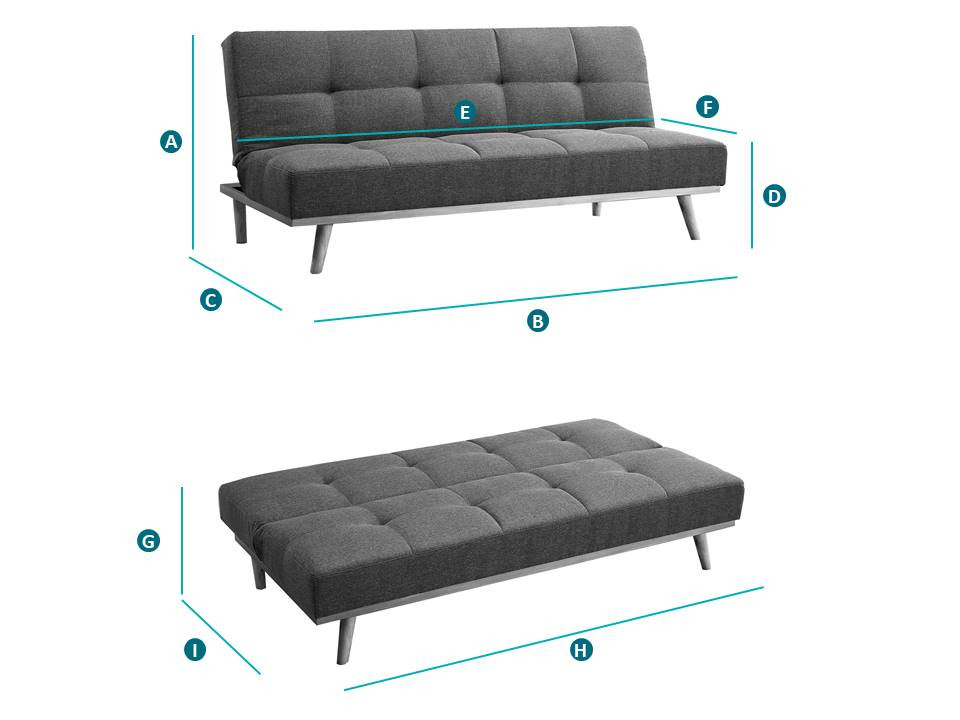Happy Beds Snug Grey Sitting Position & Sleeping Position Sketch Dimensions