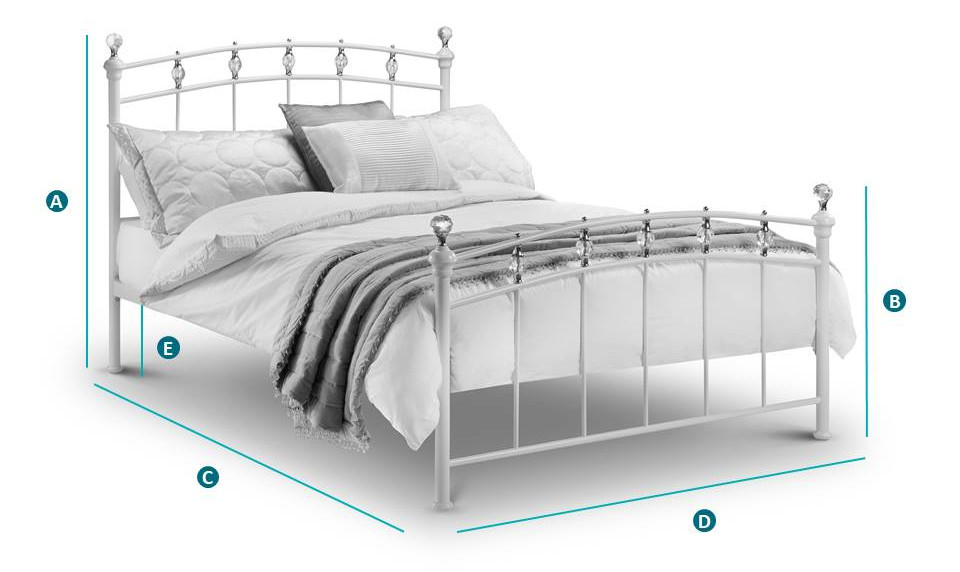 Happy Beds Sophie 4ft6 & 5ft Metal Bed Sketch Dimensions
