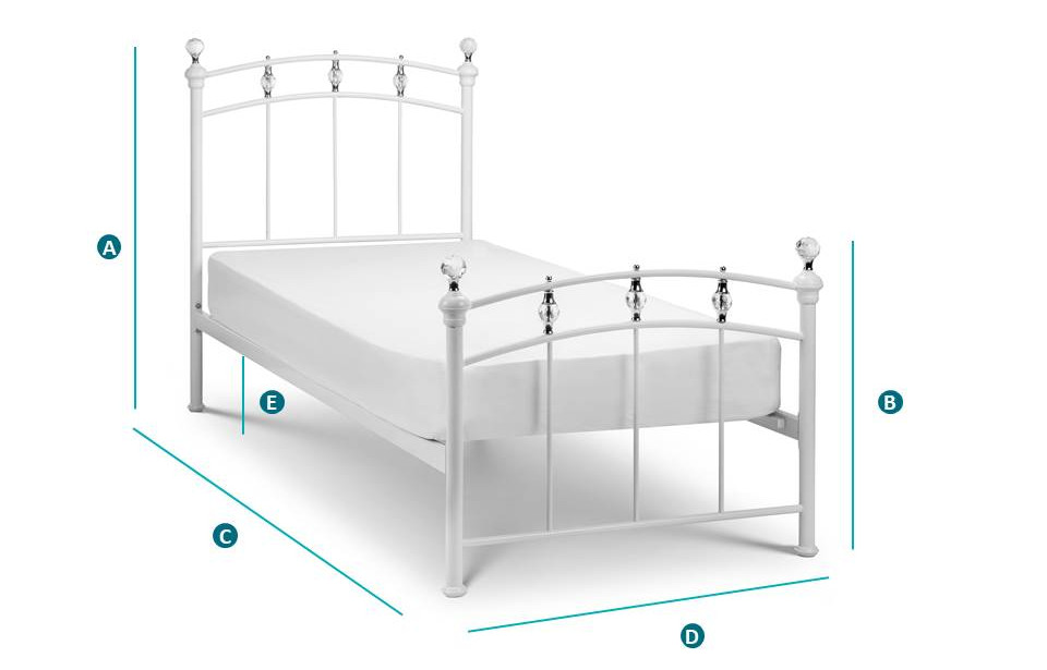 Happy Beds Sophie 3ft Metal Bed Sketch Dimensions