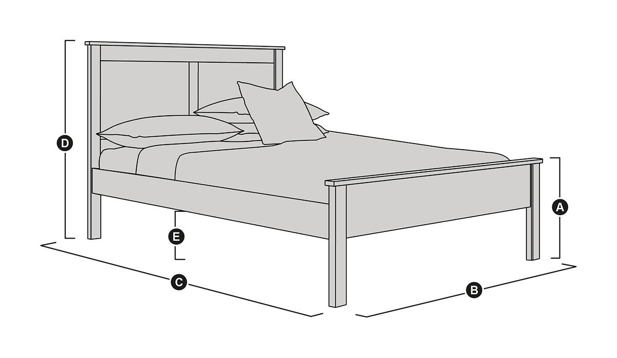 Vigo White and Oak Wooden Bed Sketch Dimensions