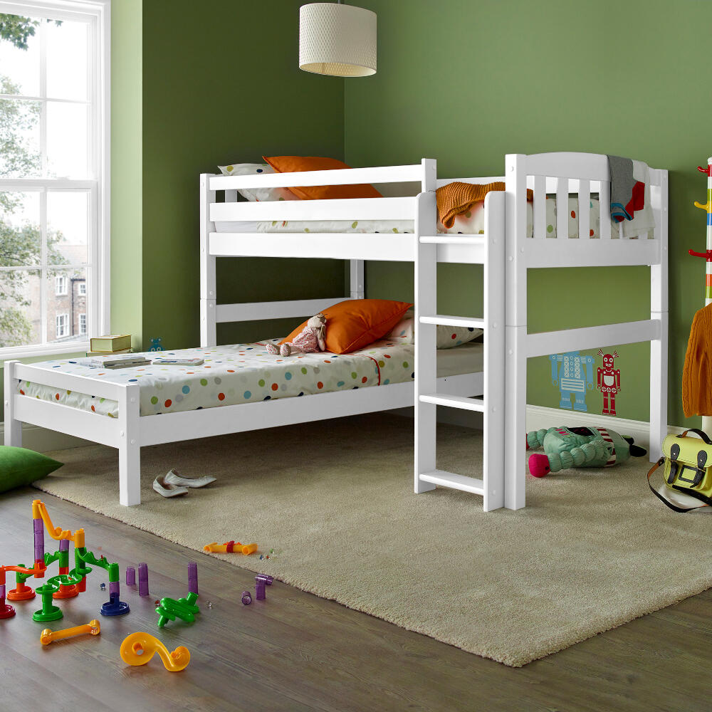 Max White Wooden Combination Bed, Crib Bunk Bed Combination