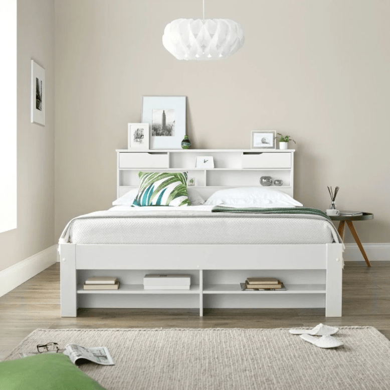 White Fabio bed with neutral colour bedroom