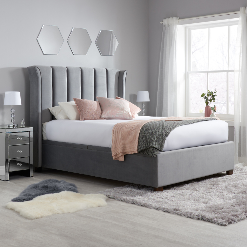 Fenton grey ottoman bed