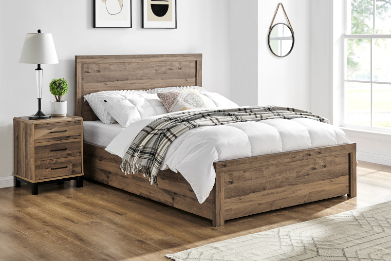 Rodley oak wooden ottoman bed