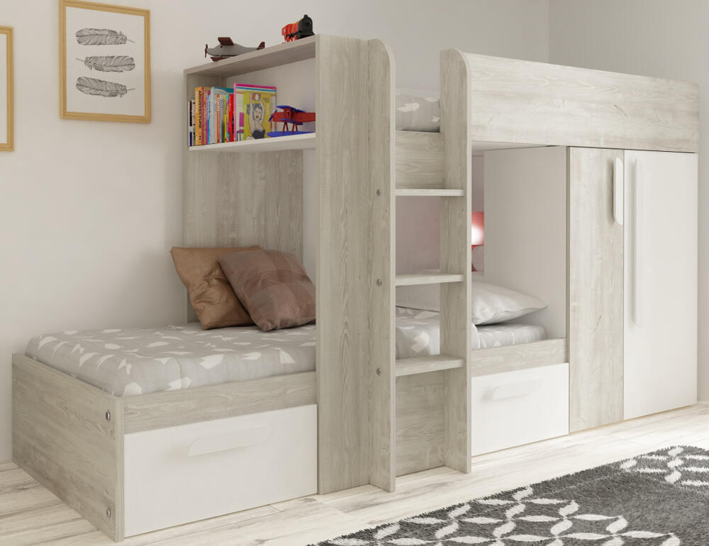 Neutral bookcase bed