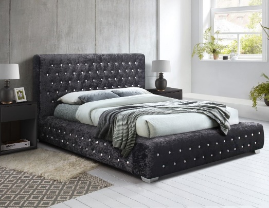 Happy Beds Grande Black Velvet-Fabric Bed