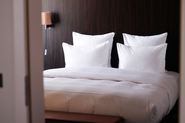 White pillows on hotel bed