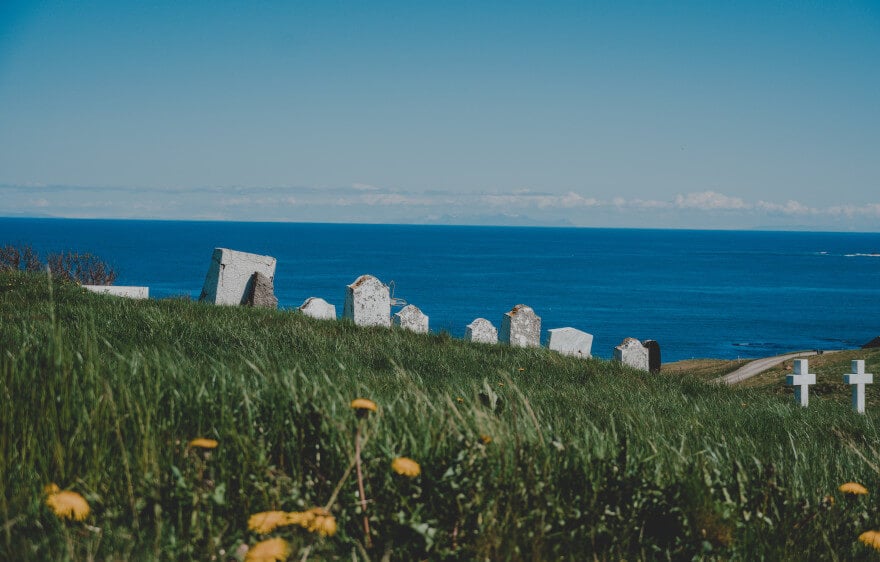 Graves on a coast