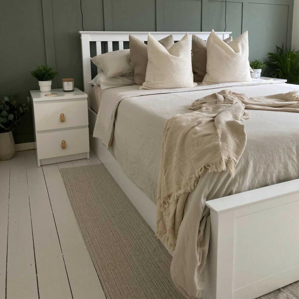 Bed with neutral bedding