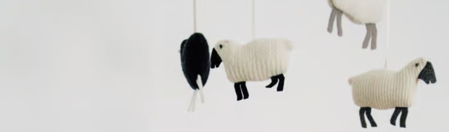 Black and white sheep nursery mobile