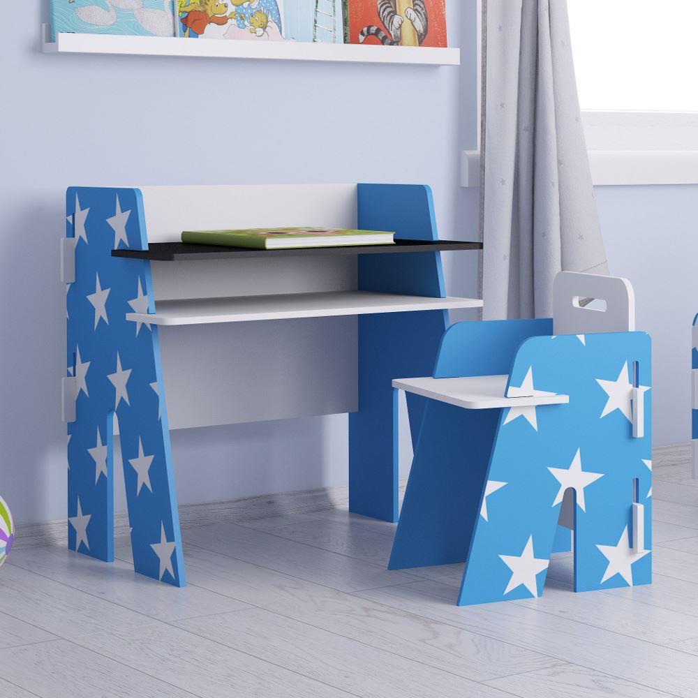 Star Blue and White Desk and Chair