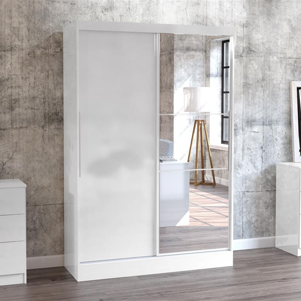Small mirrored wardrobe sales with sliding doors