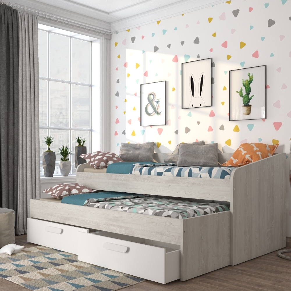 Terrassa Oak and White Wooden Guest Bed Frame - EU Single