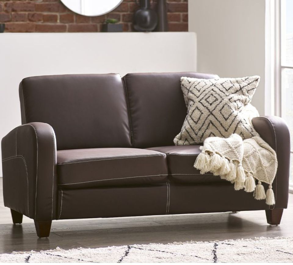 Vivo Brown Faux Leather Sofa Bed Happy Beds